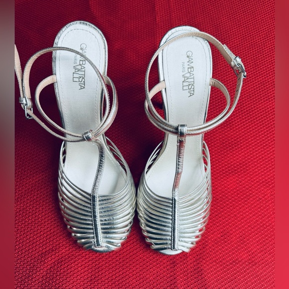 Giambattista Valli T-strap caged peep toe pale golden hint Sandal Eu 37.5 US 7.5 - Picture 3 of 17